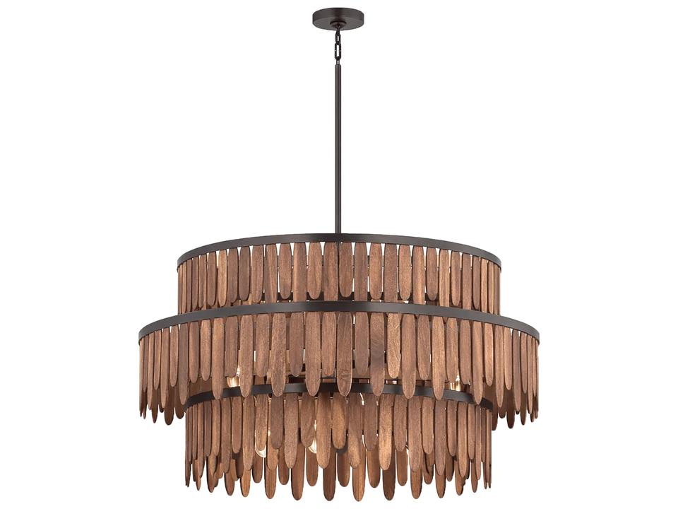 Marimba 10-Light Drum Tiered Chandelier in Walnut Bronze