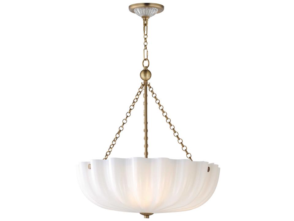 Bundt 3-Light Convertible Pendant Light in White and Natural Aged Brass