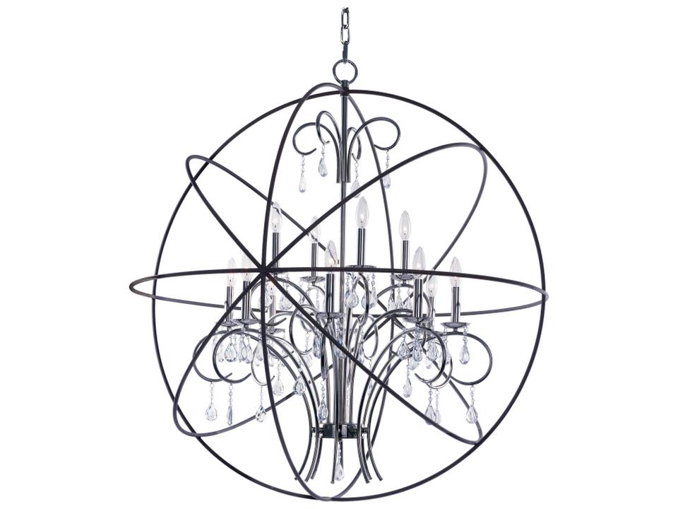 12-Light Orbit Chandelier in Anthracite and Polished Nickel