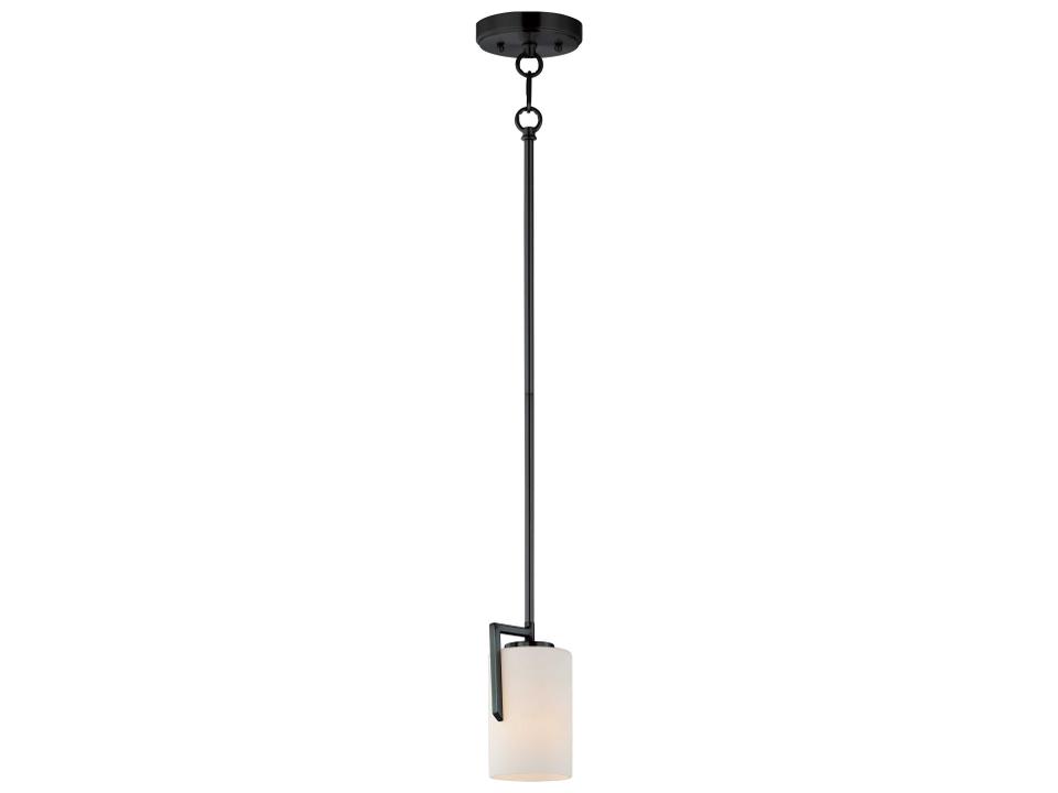 Dart 1-Light Black Cylinder Mini Pendant with Satin White Glass