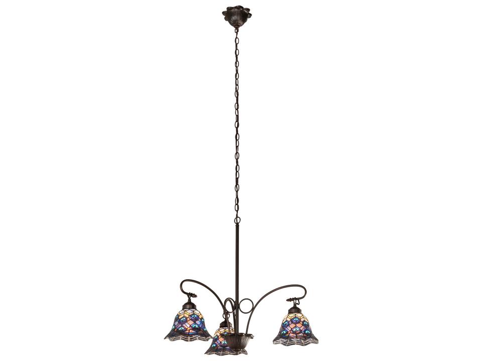 Tiffany Peacock Feather 3-Light Steel Glass Bell Chandelier