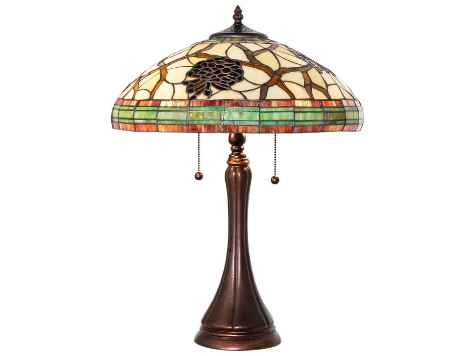 Tiffany Pinecone 2-Light Tiffany Table Lamp in Mahogany Bronze