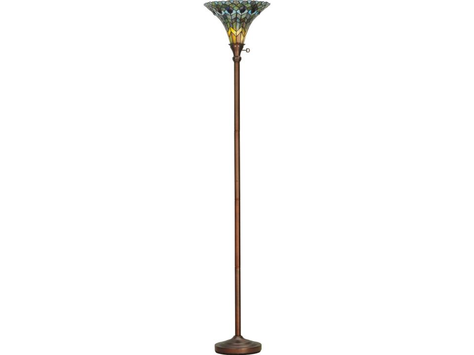 Tiffany Jeweled Peacock Bronze Traditional Floor Lamp