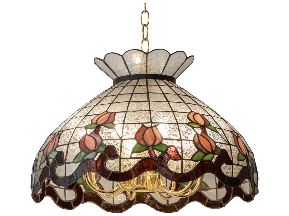 Roseborder 9-Light Gold Glass Tiffany Chandelier in Polished Brass