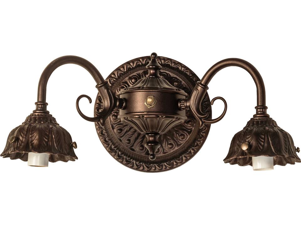 Victorian 2-Light Mahogany Bronze Wall Sconce