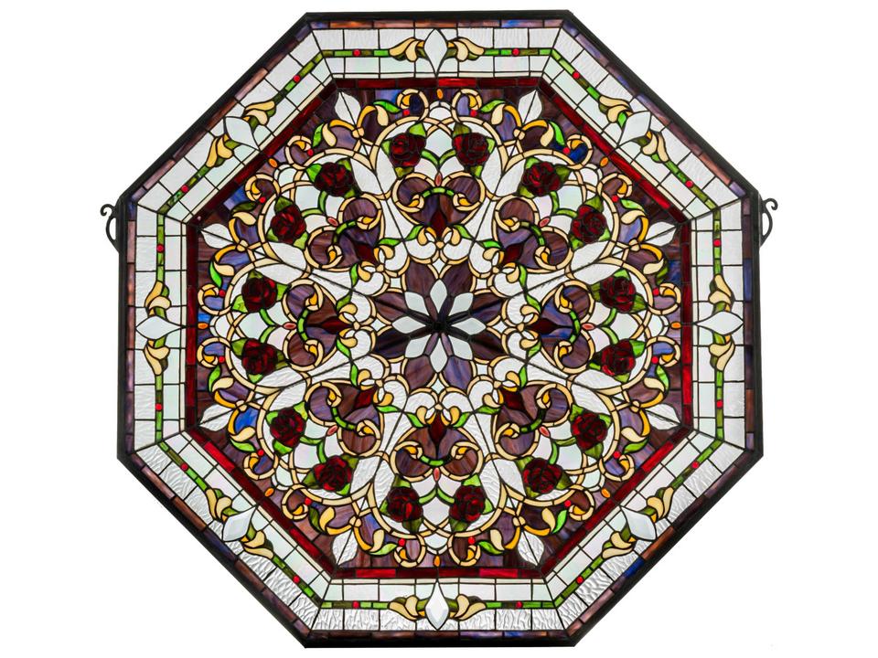 Floral LED Backlit Stained Glass Window Panel