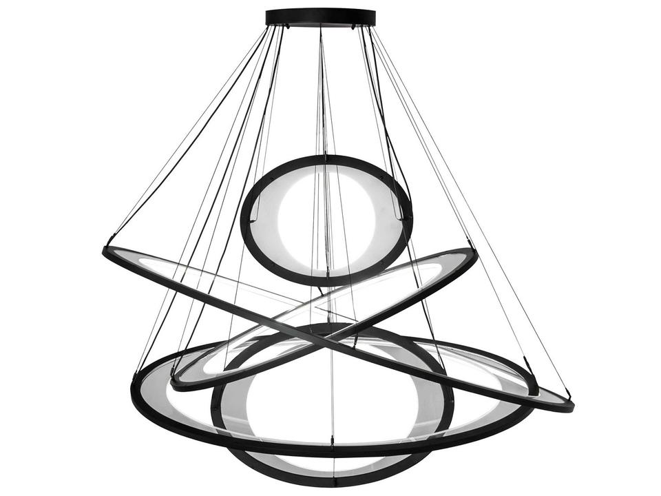 Anillo LED Black Glass Round Tiered Pendant in Solar Black