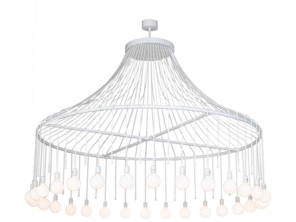 Alva 30-Light Chandelier in Gloss White with Edison-Style Bulbs