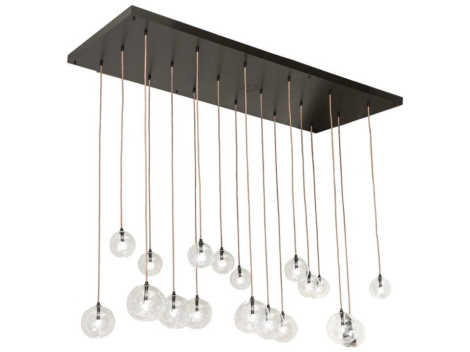 Alva Orb 18-Light Linear Island Pendant in Bronze with Clear Glass Orbs