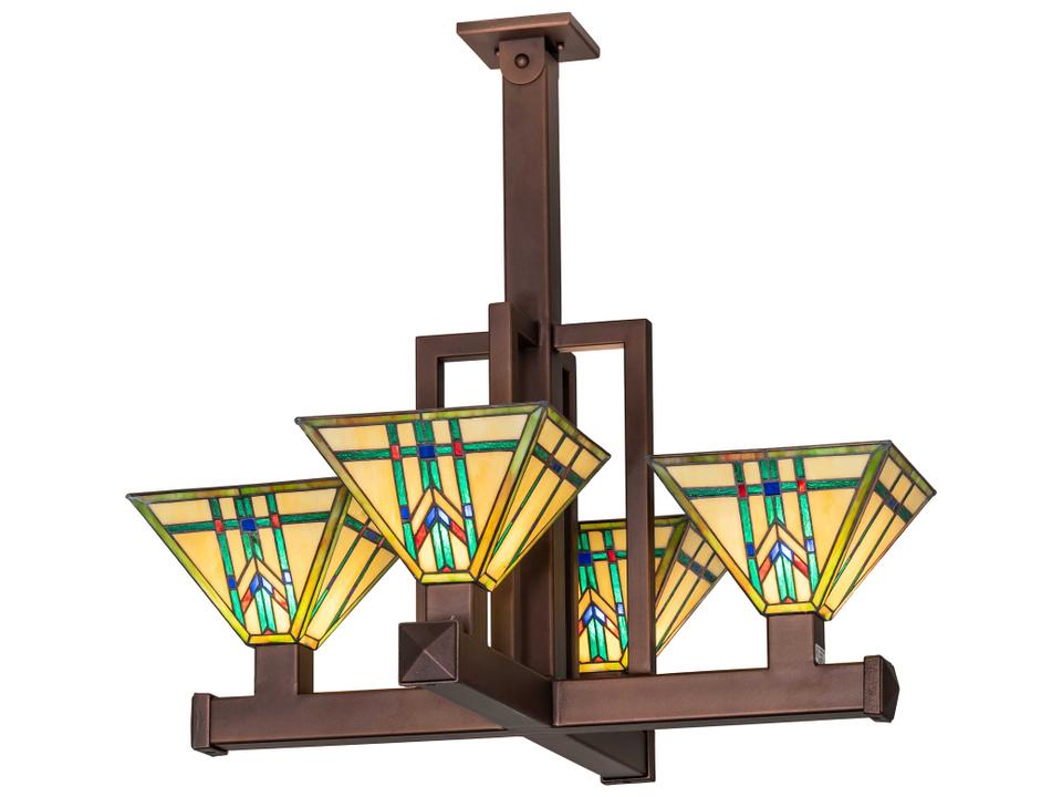 Prairie Wheat 4-Light Tiffany Chandelier in Cinnamon Coffee Metallic