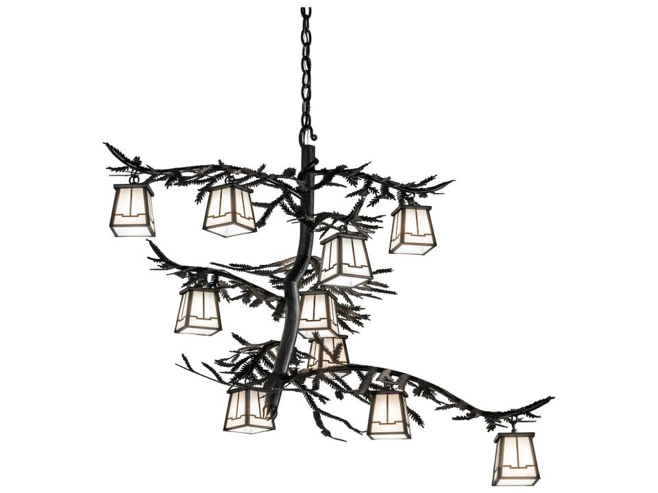 Pine Branch Valley View 10-Light Tiered Chandelier with Black Glass