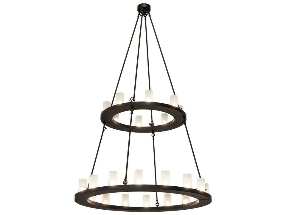 Loxley 24-Light Steel Glass Cylinder Tiered Chandelier in Oil Rubbed Bronze
