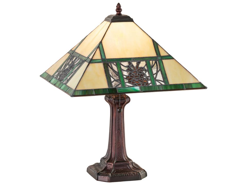 Pinecone Ridge Tiffany Table Lamp in Mahogany Bronze with Clear Glass