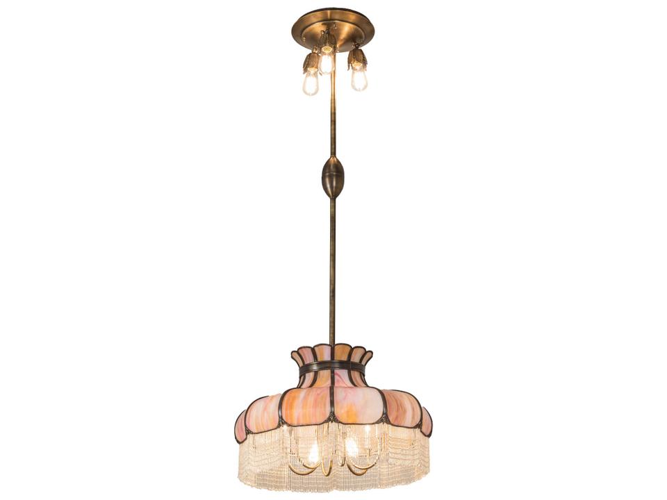 5 6-Light Antique Mahogany Bronze Glass Tiffany Chandelier