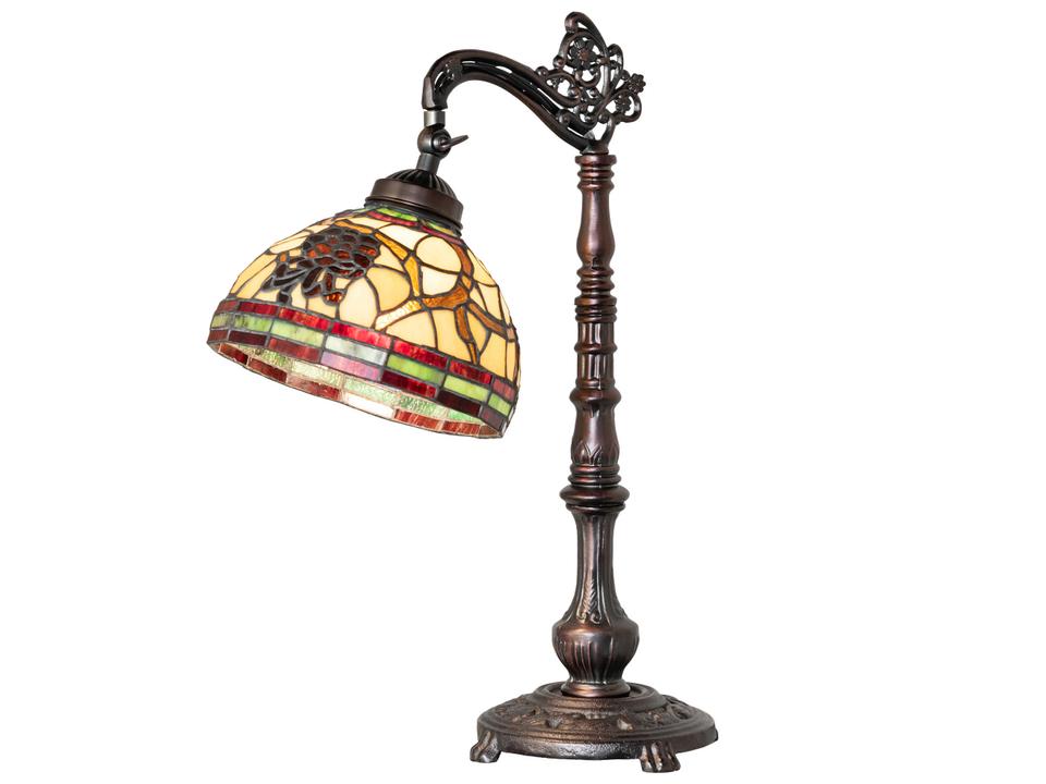 Pinecone 1-Light Desk Lamp in Mahogany Bronze with Stained Glass Shade
