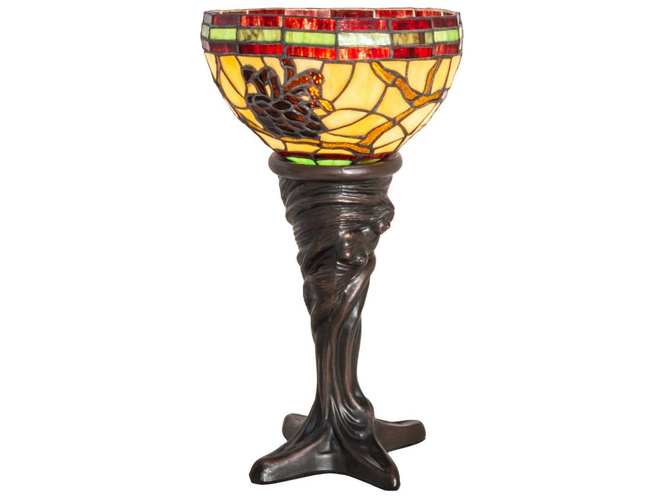Pinecone Tiffany Mini Table Lamp in Mahogany Bronze with Stained Glass Shade