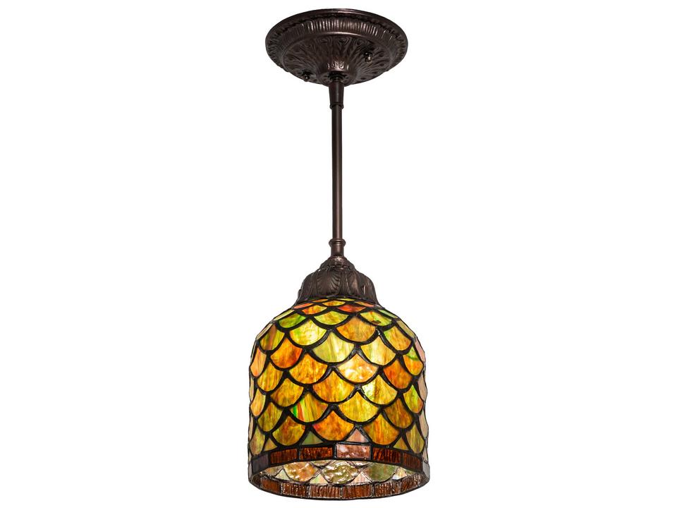Tiffany Acorn 1-Light Tiffany Bell Mini Pendant in Mahogany Bronze