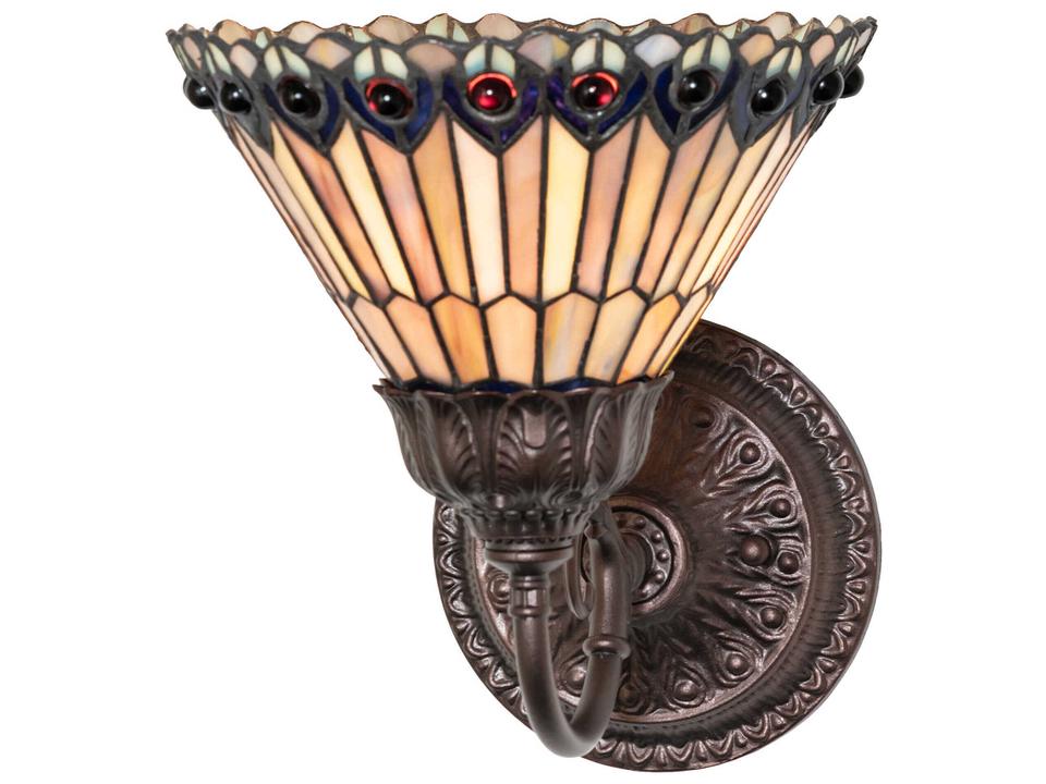 Tiffany Jeweled Peacock One-Light Wall Sconce in Mahogany Bronze