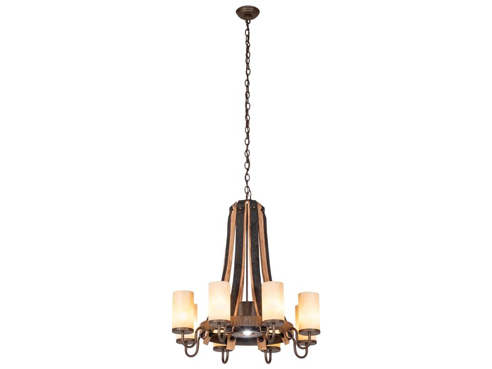 Barrel Stave 8 1-Light Chocolate Brown Cylinder Chandelier