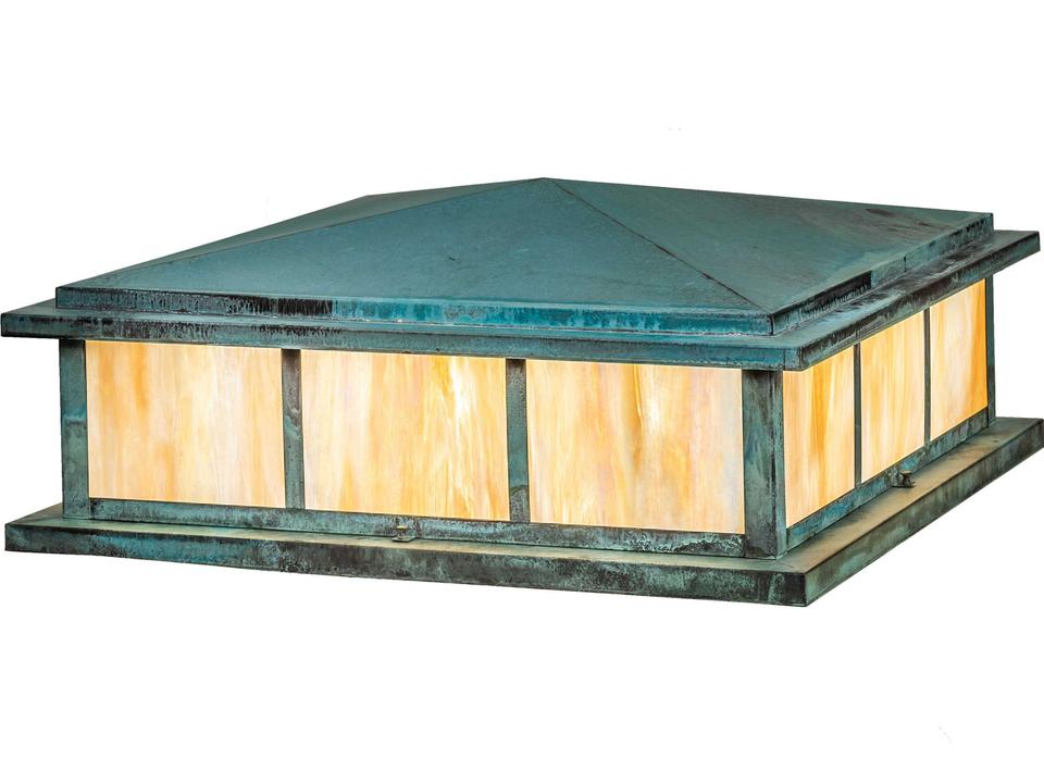 Seneca Double Bar Mission 4-Light Outdoor Post Light in Verdigris