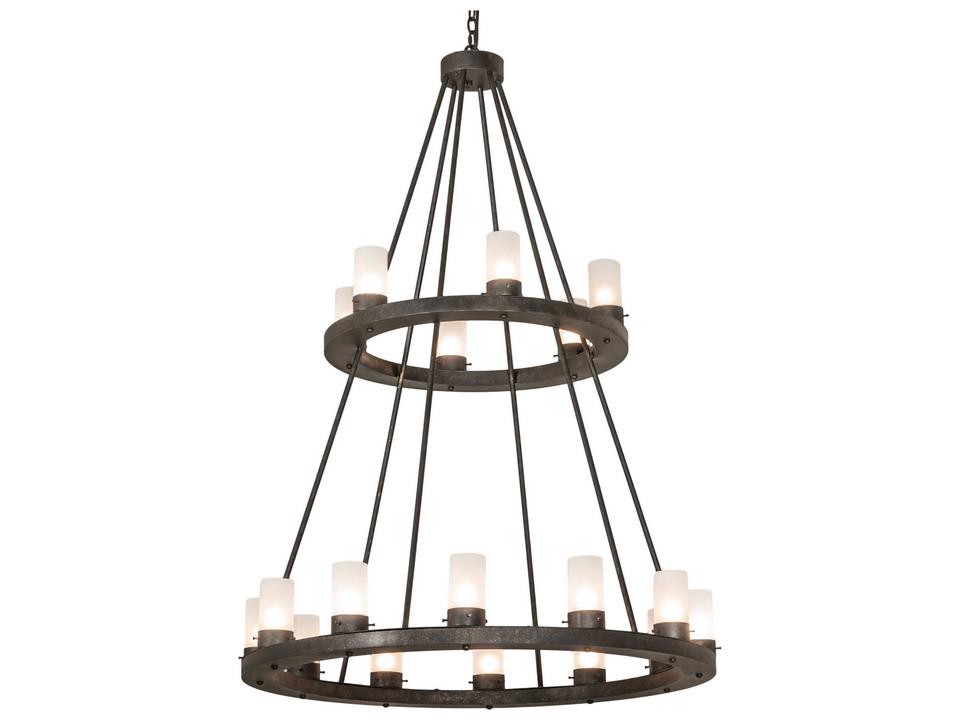 Loxley 18-Light Frosted Glass Cylinder Tiered Chandelier in Golden Bronze