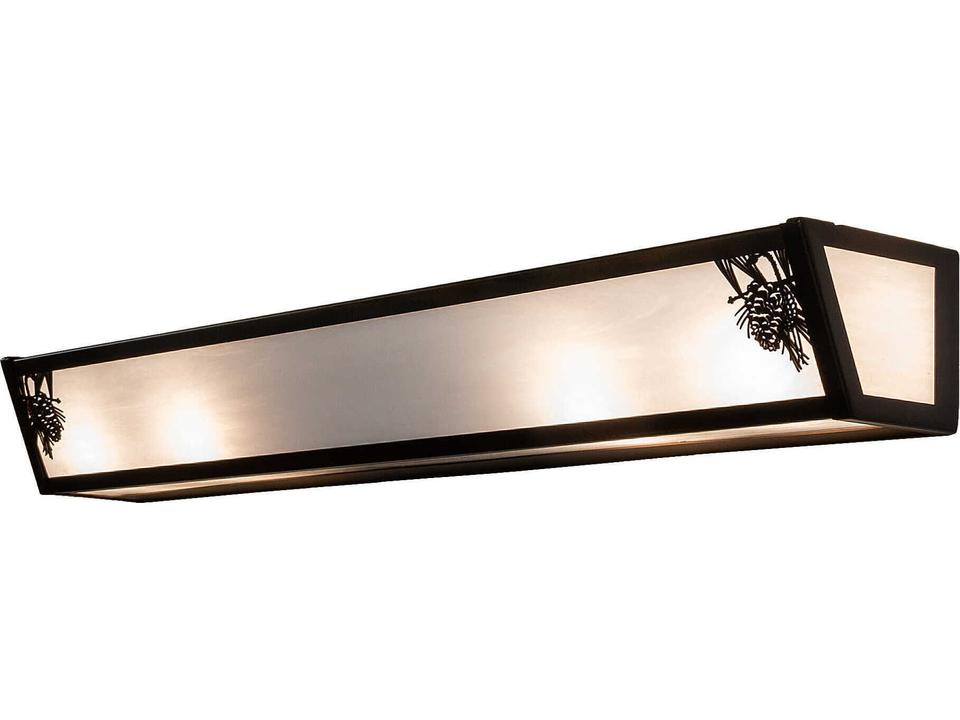 Pinecone 4-Light Vanity Light in Dark Burnished Antique Copper with White Opal Glass