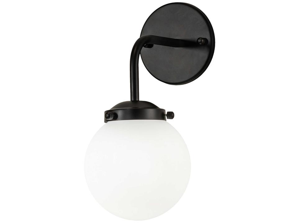 Bola 1-Light Wall Sconce with White Art Glass in Matte Black