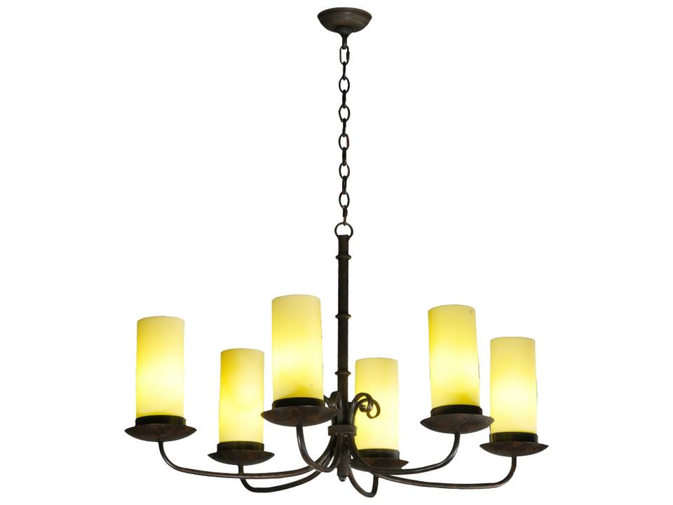 Atria 6-Light Oblong Chandelier with Ivory Idalight Cylindre Shades