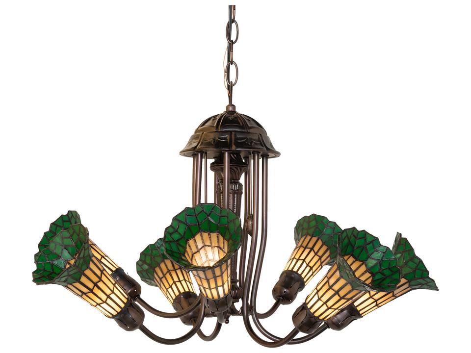 Tiffany Stained Glass 7-Light Chandelier 24-Inch Wide