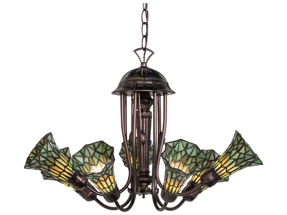 Tiffany 7-Light Stained Glass Chandelier in Multi-Color