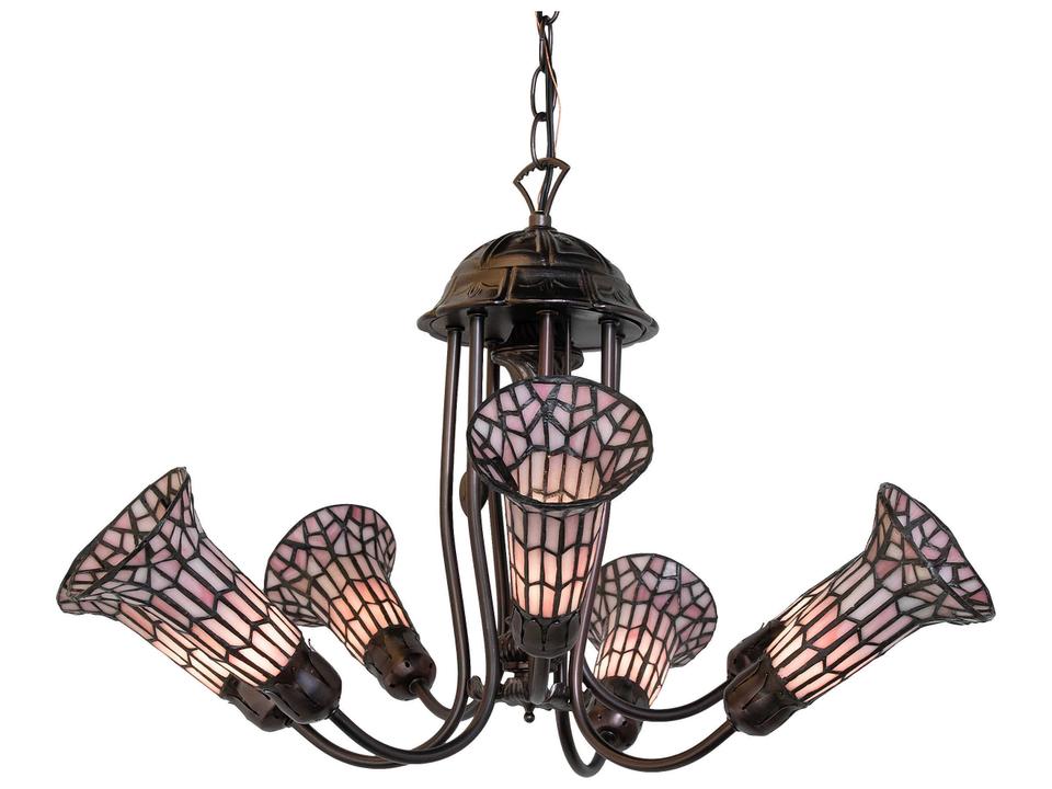 Tiffany 7-Light Stained Glass Chandelier in Mahogany Bronze