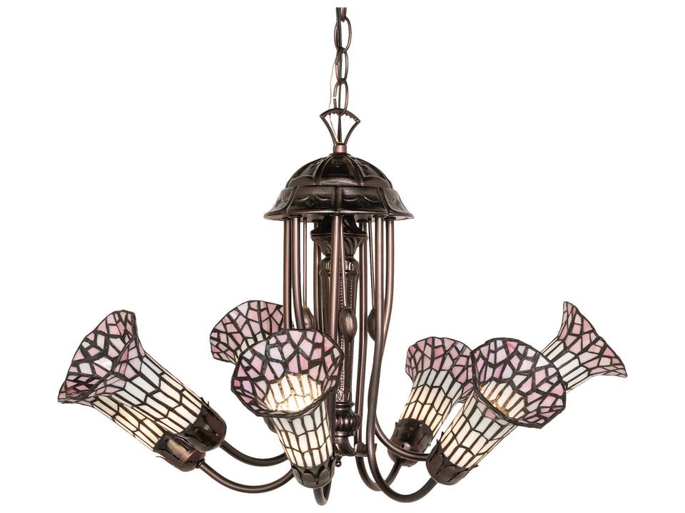Tiffany 7-Light Stained Glass Wide Chandelier