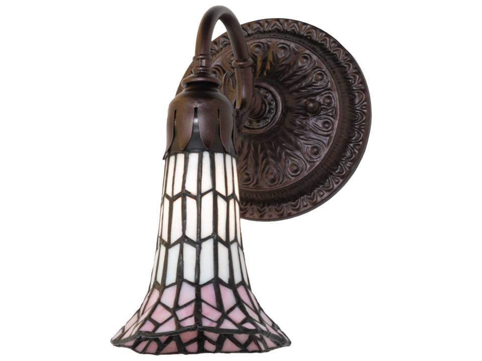 Stained Glass Pond Lily 1-Light Wall Sconce in Mahogany Bronze and MultiColor