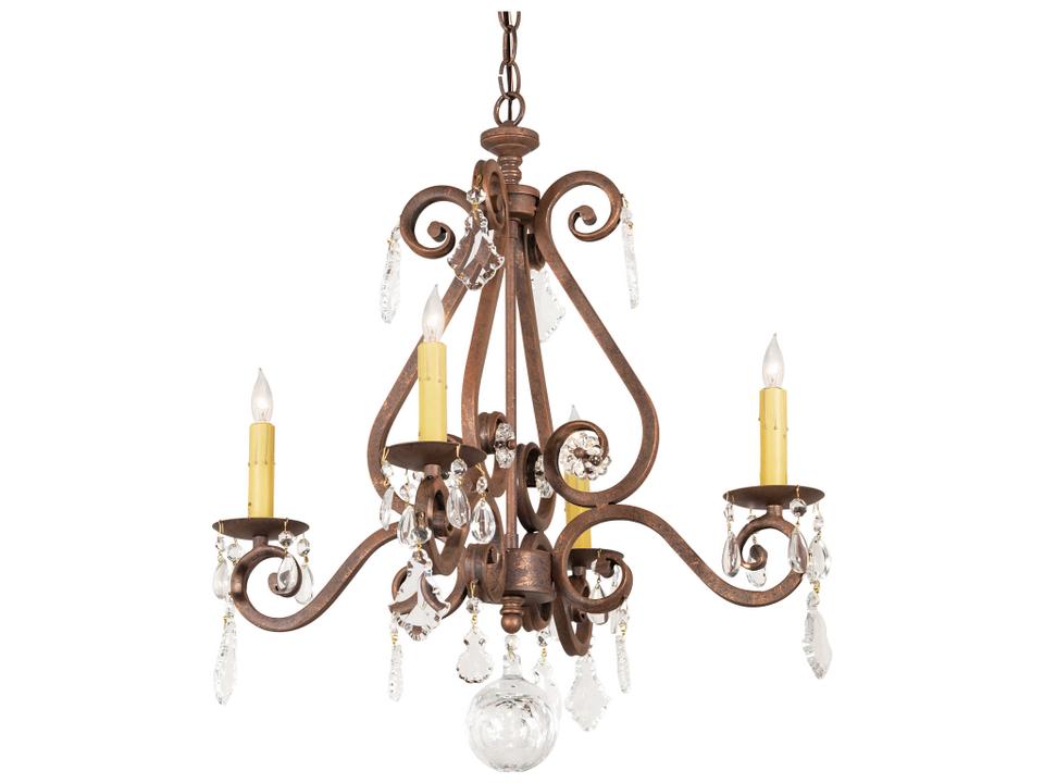 Adrianna 4-Light Traditional Chandelier in Antique Rust with Crystal Accents