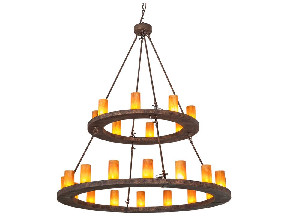 Loxley 24-Light Baroque Bronze Glass Cylinder Tiered Chandelier