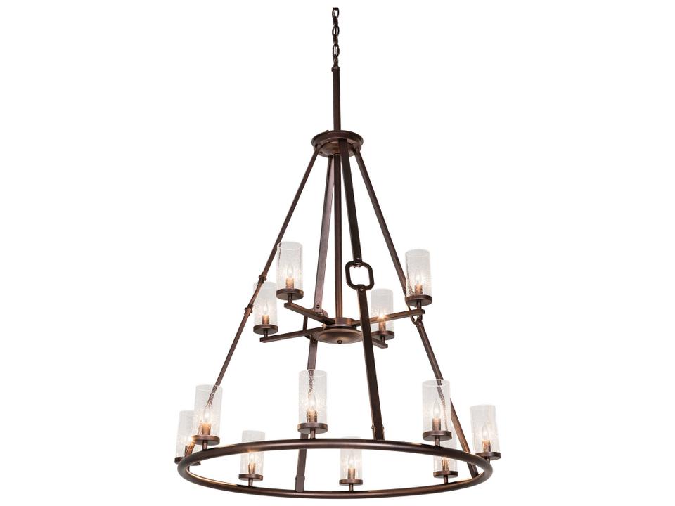 12-Light Loxley Tiered Chandelier in Mahogany Bronze with Clear Seeded Glass