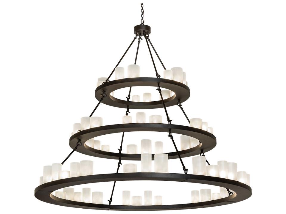 Loxley 63-Light Tiered Chandelier in Oil Rubbed Bronze with Clear Frosted Acrylic