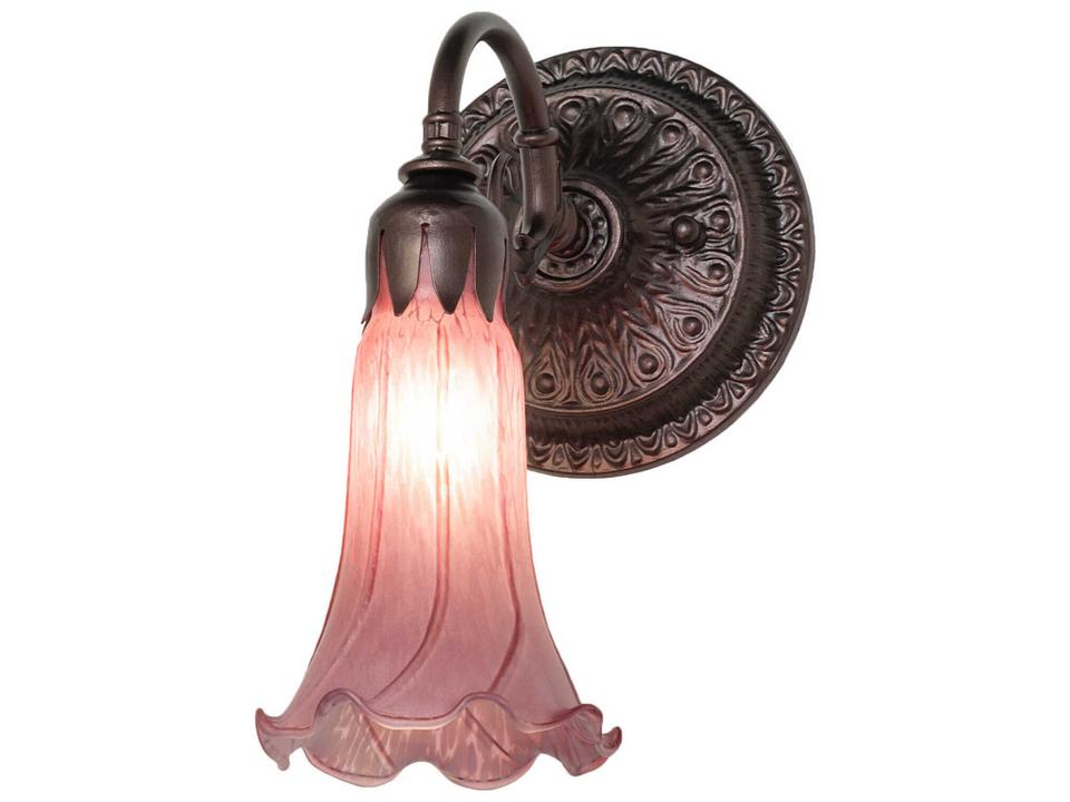 Tiffany One-Light Lavender Wall Sconce with Favrile Art Glass in Mahogany Bronze