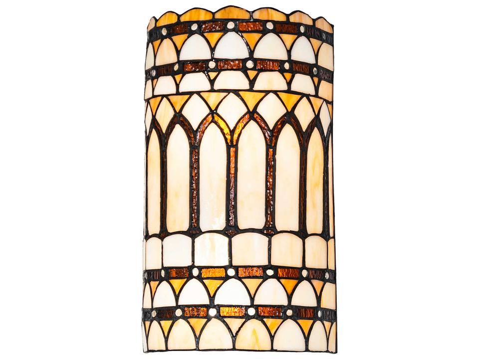 Tiffany 2-Light Aello White Stained Glass Wall Sconce in Bronze Finish