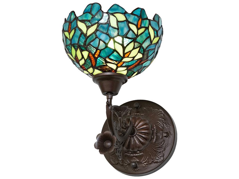 Nightfall Wisteria 1-Light Mahogany Bronze Glass Tiffany Wall Sconce