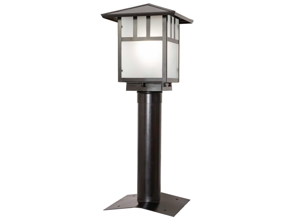 Seneca 1-Light Outdoor Post Light in Craftsman Brown with Frosted Glass