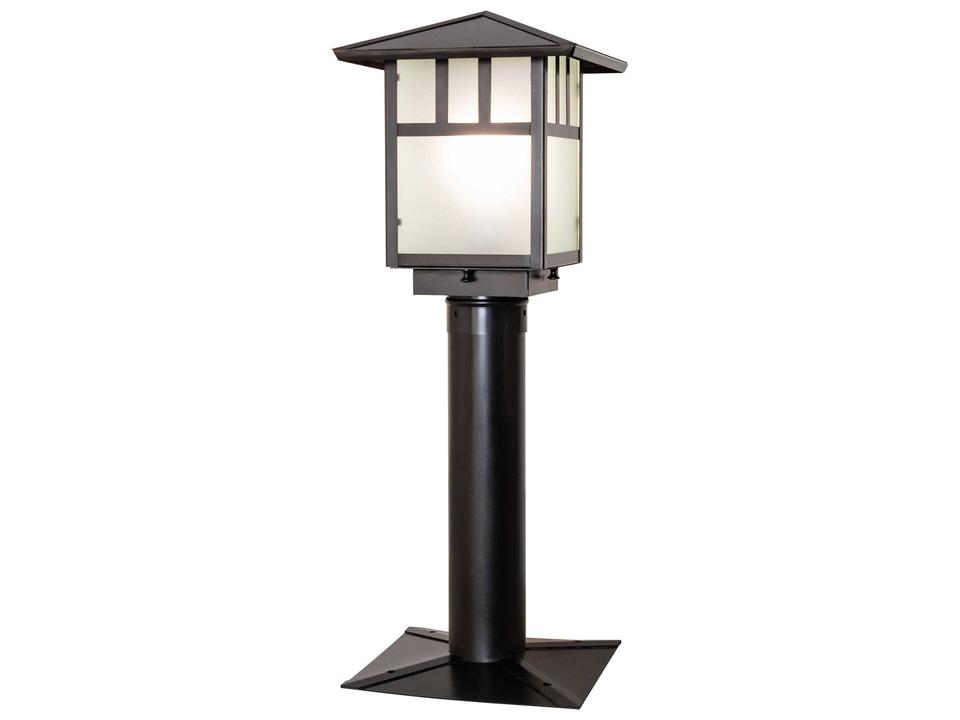 Seneca 1-Light Outdoor Post Light in Craftsman Brown with Frosted Glass
