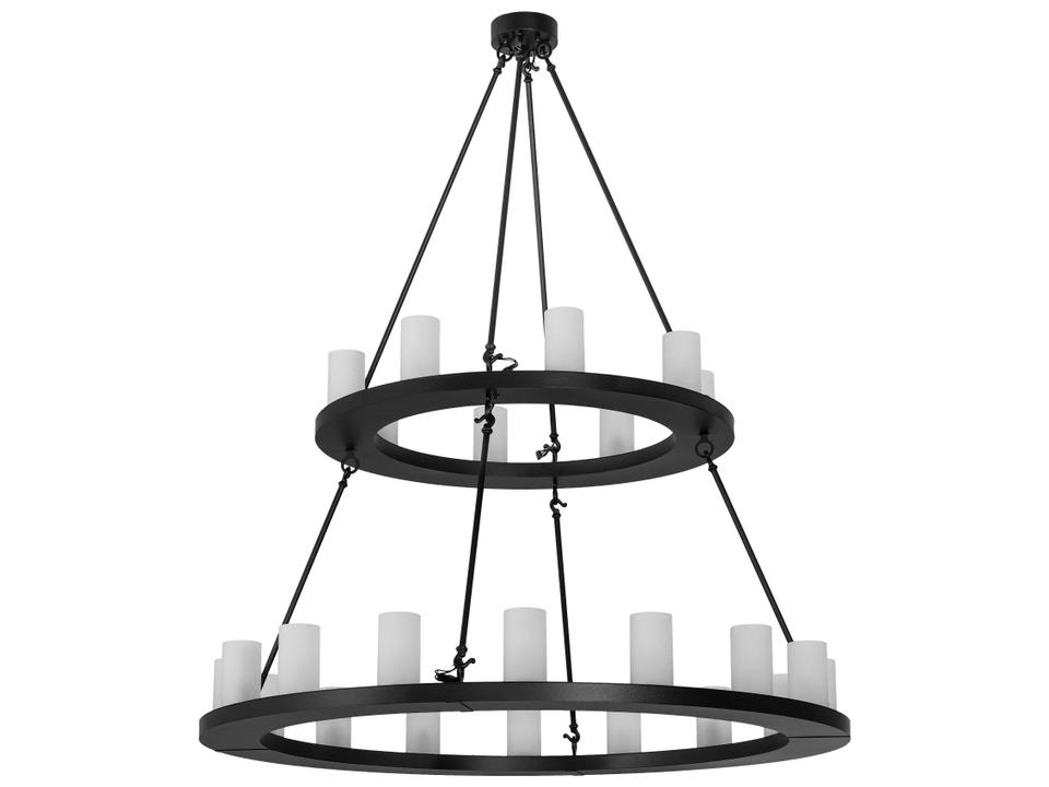 Loxley 24-Light Cylinder Tiered Chandelier in Black Satin Wrought Iron