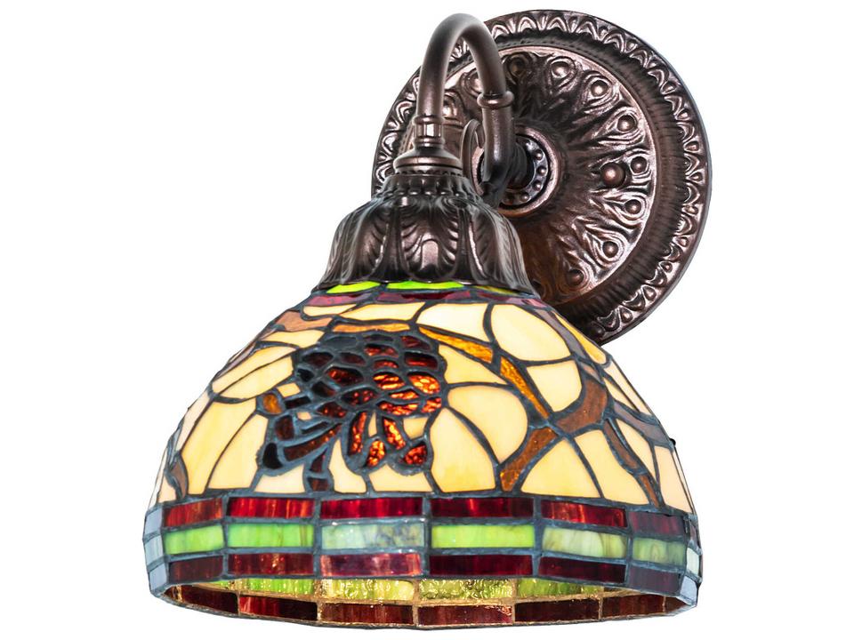 Tiffany Pinecone 1-Light Wall Sconce in Mahogany Bronze with Stained Glass Shade