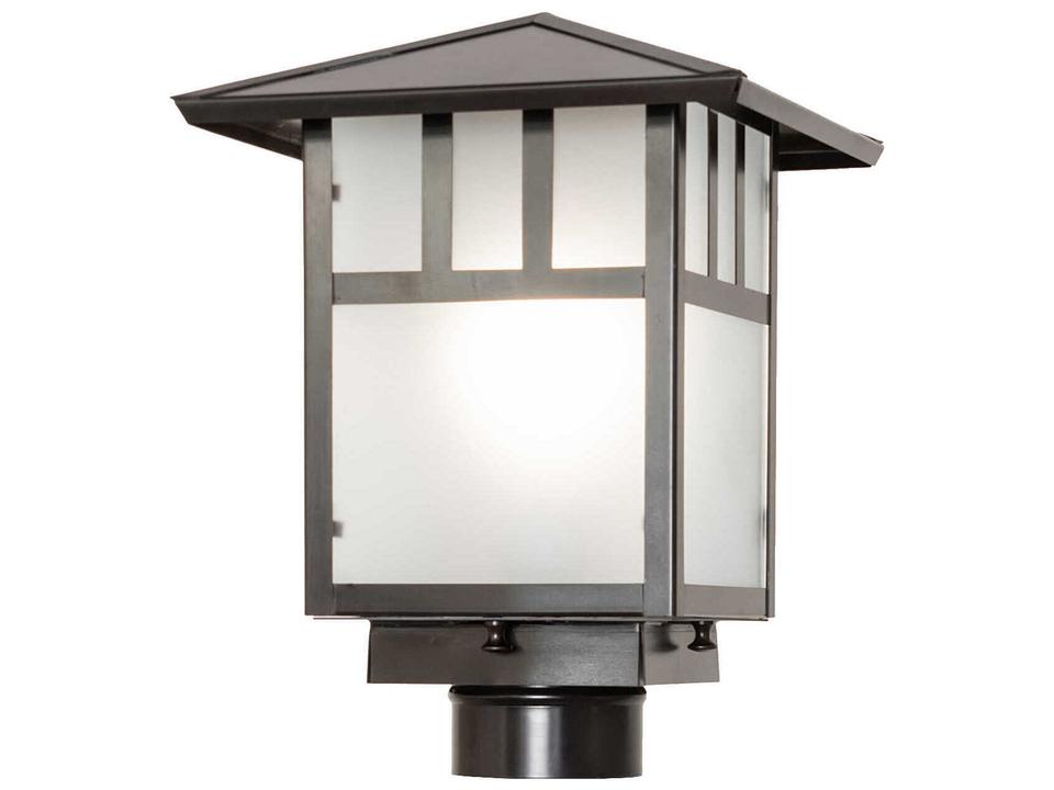 Seneca 1-Light Outdoor Post Light in Craftsman Brown with Clear Frosted Glass