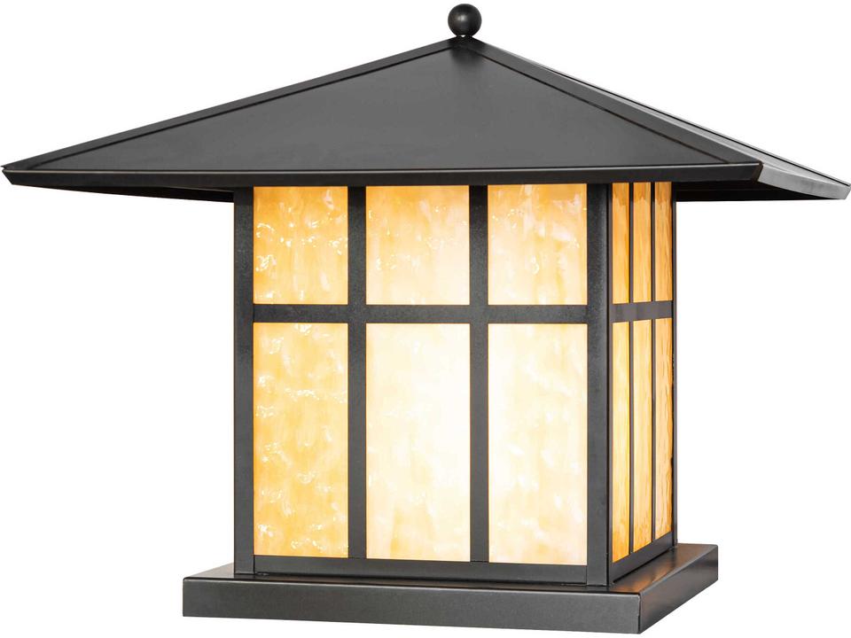 Seneca 2-Light Outdoor Post Light in Craftsman Brown with Beige Art Glass