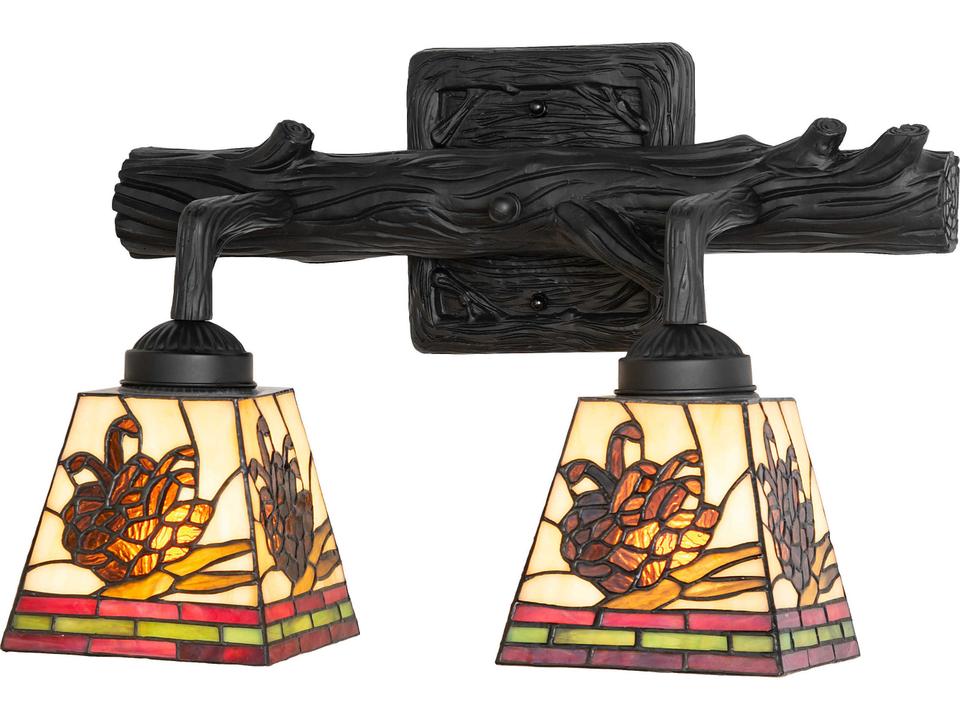 Pinecone 2-Light Solar Black Vanity Light