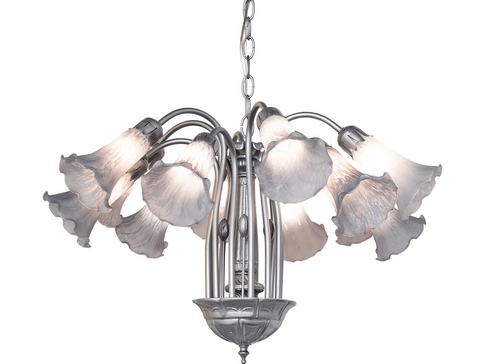 Tiffany Gray Tiffany Pond Lily 12-Light Steel Chandelier in Light Sandstone