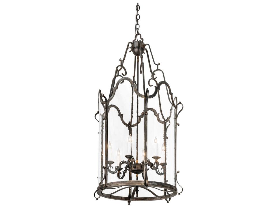 Dubrek 6-Light Blackened Steel Foyer Lantern Chandelier