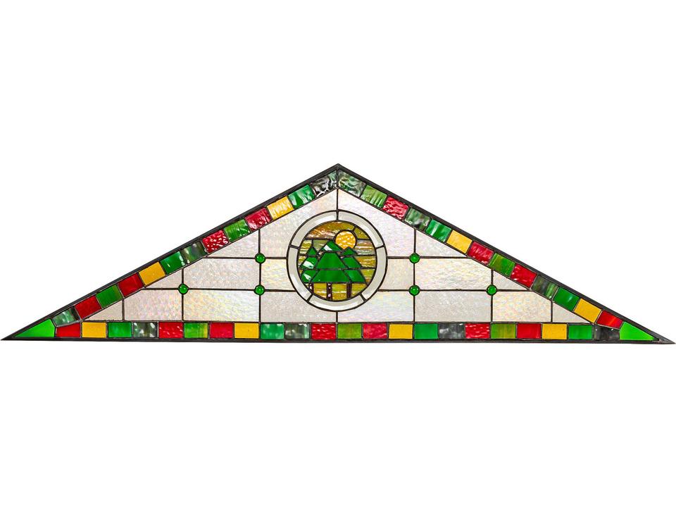 Woodland Stained Glass Transom Window in Black Patina